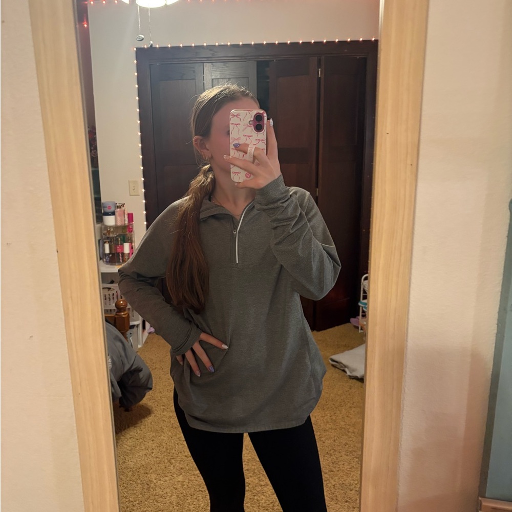 Old Navy Women's Charcoal Quarter-Zip Hoodie